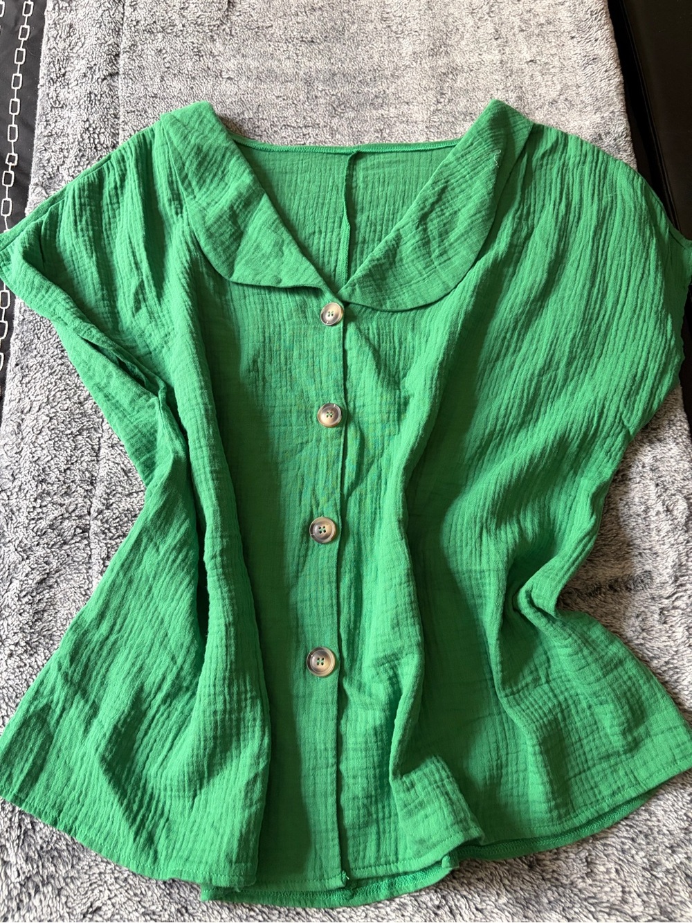 SHEIN Bright Green Textured Button-Down Top